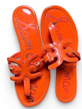 Sam Edelman Carter Orange Leather Flat Sandals Women’s 7.5